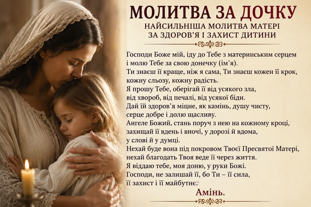 Молитва матері за дочку — любов, турбота і духовний захист